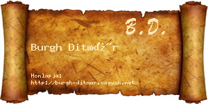 Burgh Ditmár névjegykártya